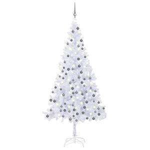 VIDAXL Künstlicher Weihnachtsbaum Mit Leds & Kugeln L 240 Cm Weiß