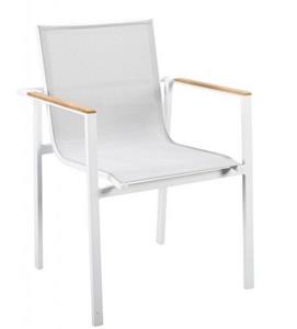Yoi Mizu stackable dining chair alu white/grey textilene - 