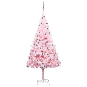 VidaXL Kunstkerstboom met verlichting en kerstballen 240 cm PVC roze