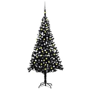 VIDAXL Künstlicher Weihnachtsbaum Mit Leds & Kugeln Schwarz 240cm Pvc