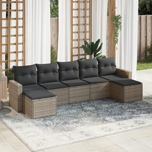 VidaXL 7-delige Loungeset met kussens poly rattan grijs