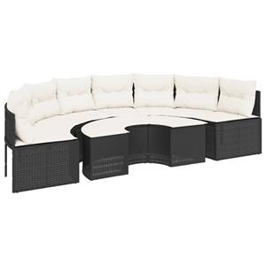 vidaXL 2-delige Loungeset halfrond poly rattan zwart