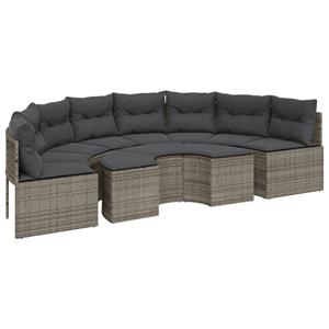 vidaXL 2-delige Loungeset halfrond poly rattan grijs