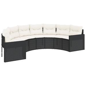 vidaXL 2-delige Loungeset halfrond poly rattan zwart