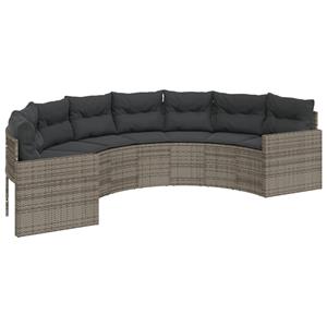 vidaXL 2-delige Loungeset halfrond poly rattan grijs