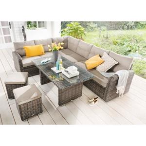 Destiny Tuinset Santa Loungehoek, 1 tafel 140x80x66 cm, 2 hockers, incl. kussens (set, 20-delig)