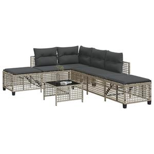 VidaXL 3-delige Loungeset met kussens poly rattan lichtgrijs