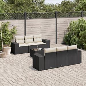 VidaXL 7-delige Loungeset met kussens poly rattan zwart