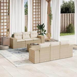 VidaXL 7-delige Loungeset met kussens poly rattan beige