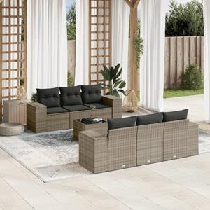 VidaXL 7-delige Loungeset met kussens poly rattan grijs