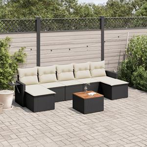 VidaXL 8-delige Loungeset met kussens poly rattan zwart