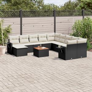 VidaXL 12-delige Loungeset met kussens poly rattan zwart