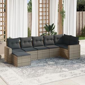 VidaXL 7-delige Loungeset met kussens poly rattan grijs