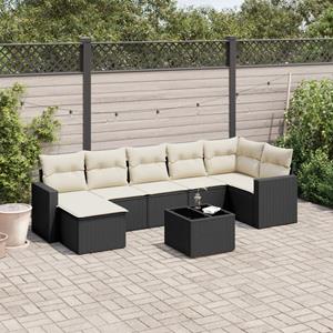 VidaXL 8-delige Loungeset met kussens poly rattan zwart