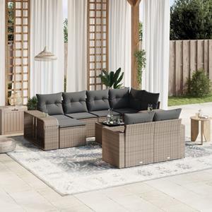 VidaXL 11-delige Loungeset met kussens poly rattan grijs