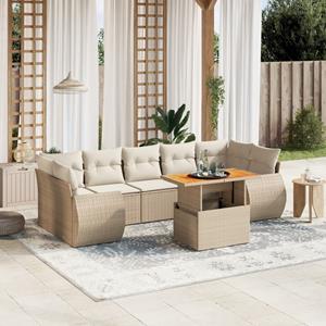 VidaXL 8-delige Loungeset met kussens poly rattan beige