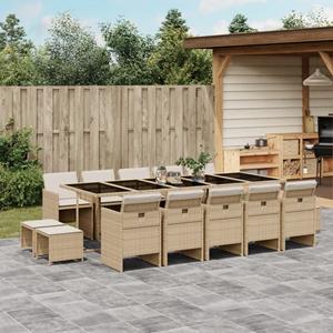 VidaXL 15-delige Tuinset met kussens poly rattan beige