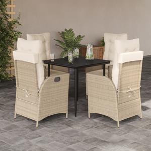 VidaXL 5-delige Tuinset met kussens poly rattan beige