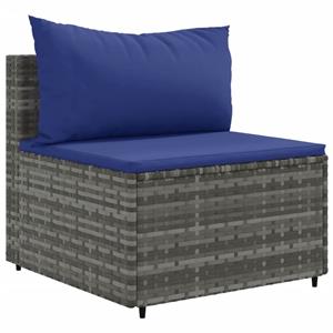 vidaXL 4-delige Loungeset met kussens poly rattan grijs