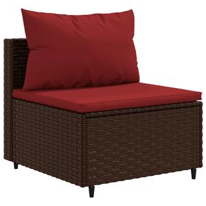 vidaXL 4-delige Loungeset met kussens poly rattan bruin