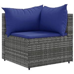 vidaXL 4-delige Loungeset met kussens poly rattan grijs