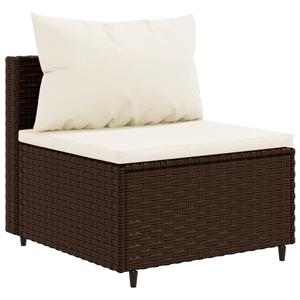 vidaXL 4-delige Loungeset met kussens poly rattan bruin