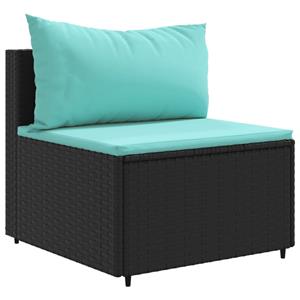 vidaXL 4-delige Loungeset met kussens poly rattan zwart