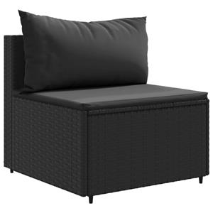 vidaXL 4-delige Loungeset met kussens poly rattan zwart