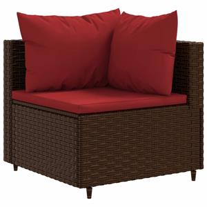 vidaXL 4-delige Loungeset met kussens poly rattan bruin