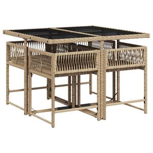 vidaXL 5-delige Tuinset met kussens poly rattan beige