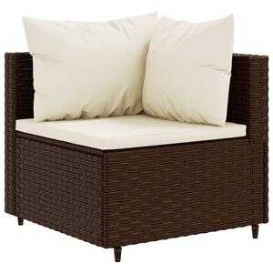 vidaXL 4-delige Loungeset met kussens poly rattan bruin