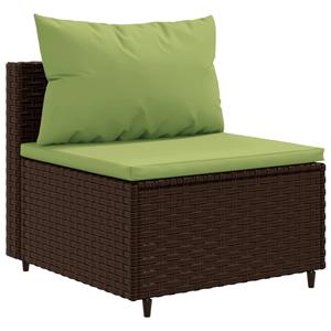 vidaXL 4-delige Loungeset met kussens poly rattan bruin