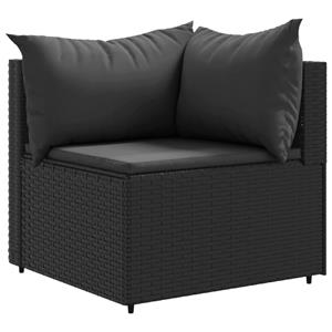 vidaXL 4-delige Loungeset met kussens poly rattan zwart