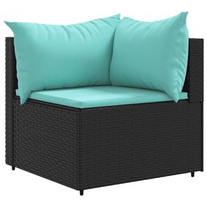 vidaXL 4-delige Loungeset met kussens poly rattan zwart