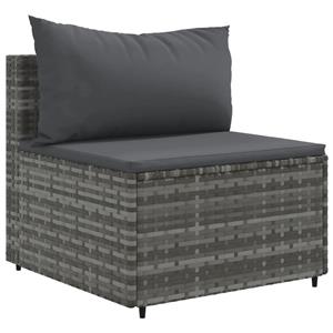 vidaXL 5-delige Loungeset met kussens poly rattan grijs