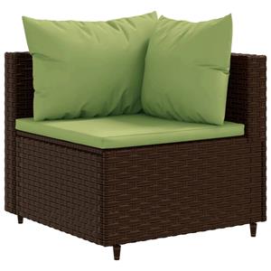 vidaXL 4-delige Loungeset met kussens poly rattan bruin