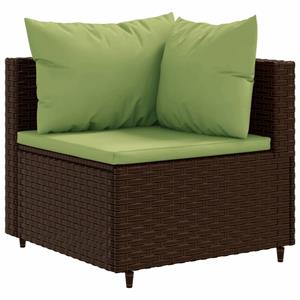 vidaXL 5-delige Loungeset met kussens poly rattan bruin