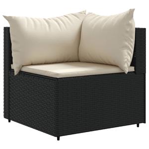 vidaXL 5-delige Loungeset met kussens poly rattan zwart