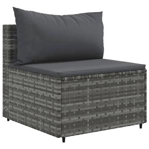 vidaXL 6-delige Loungeset met kussens poly rattan grijs