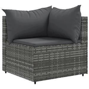 vidaXL 6-delige Loungeset met kussens poly rattan grijs