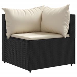 vidaXL 6-delige Loungeset met kussens poly rattan zwart