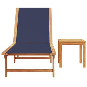 vidaXL Ligbed met tafel massief acaciahout en textileen blauw