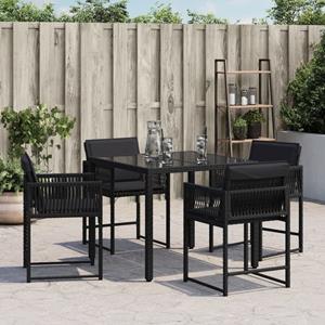 vidaXL Tuinstoelen 4 st met kussens poly rattan zwart