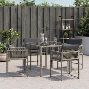 vidaXL Tuinstoelen 4 st met kussens poly rattan grijs