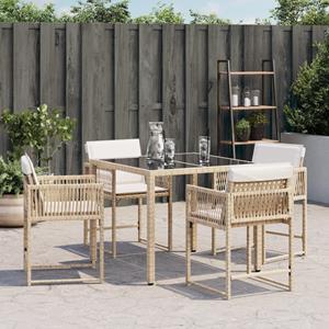 vidaXL Tuinstoelen 4 st met kussens poly rattan beige