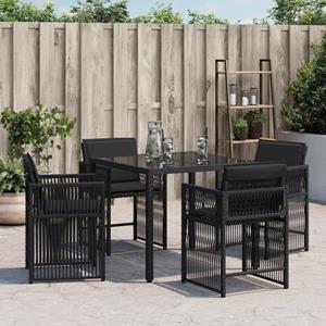 vidaXL Tuinstoelen 4 st met kussens poly rattan zwart