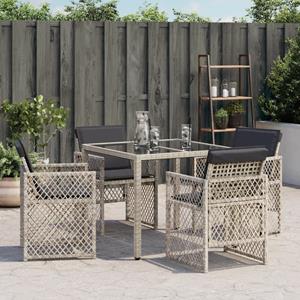 vidaXL Tuinstoelen 4 st met kussens poly rattan lichtgrijs