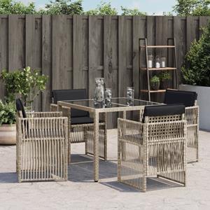 vidaXL Tuinstoelen 4 st met kussens poly rattan lichtgrijs