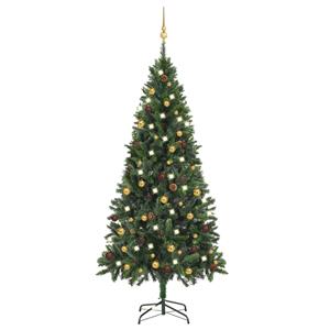 VidaXL Kunstkerstboom met verlichting en kerstballen 180 cm groen