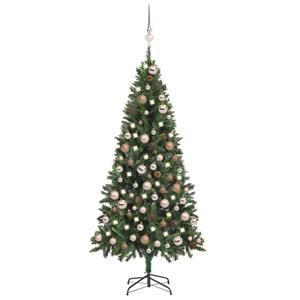 VidaXL Kunstkerstboom met verlichting kerstballen dennenappels 180 cm